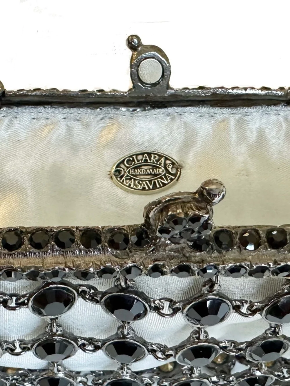 NEW Clara Kasavina Handmade Black Swarovski Crystals Evening Clutch Shoulder Bag